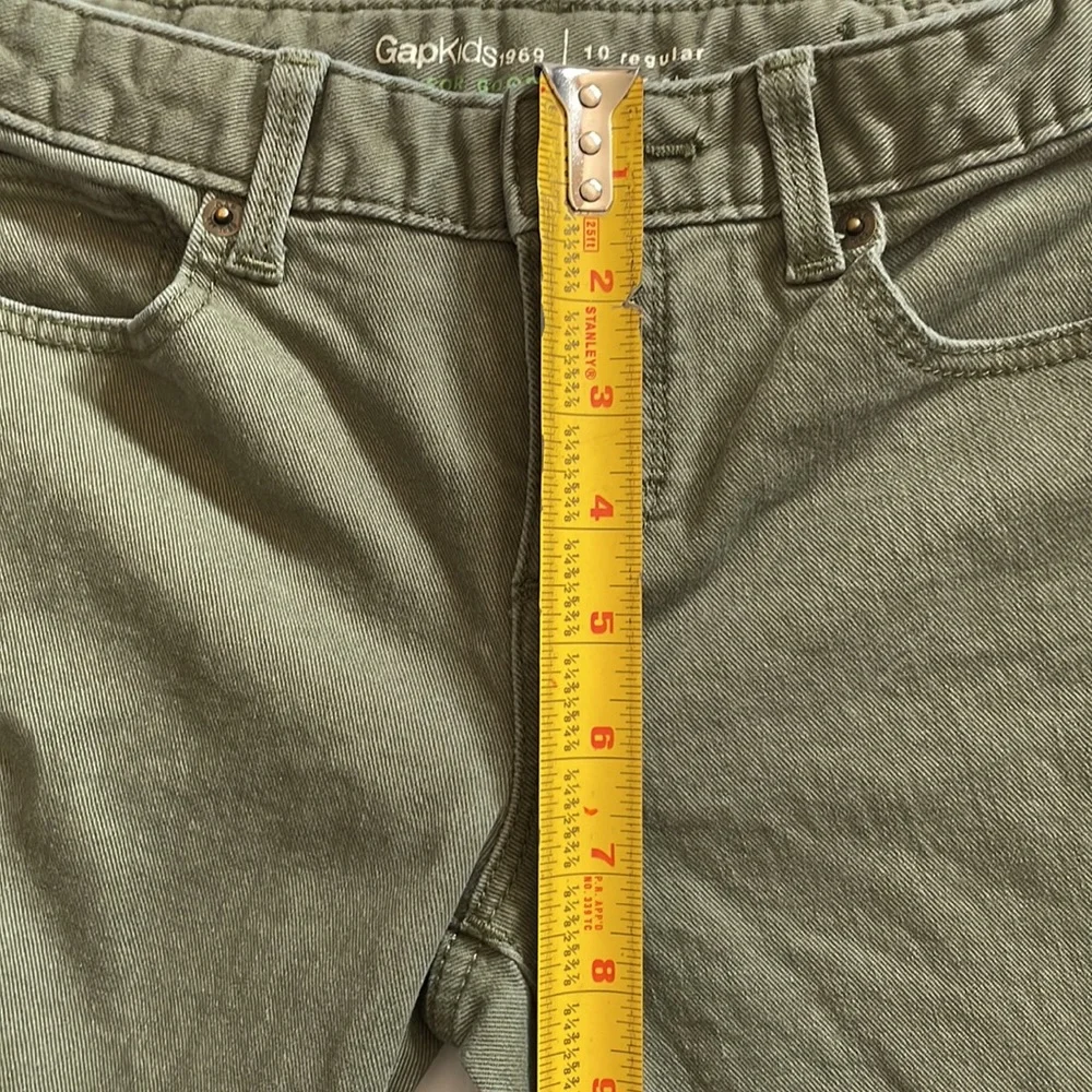 GapKids super skinny, army green denim jeans.  Girls size 10
